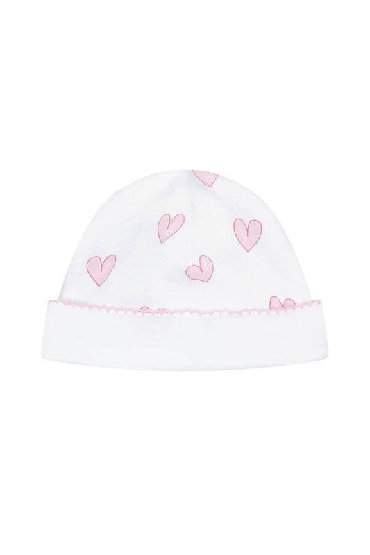 Pink Heart Print Hat: Pink / One Size