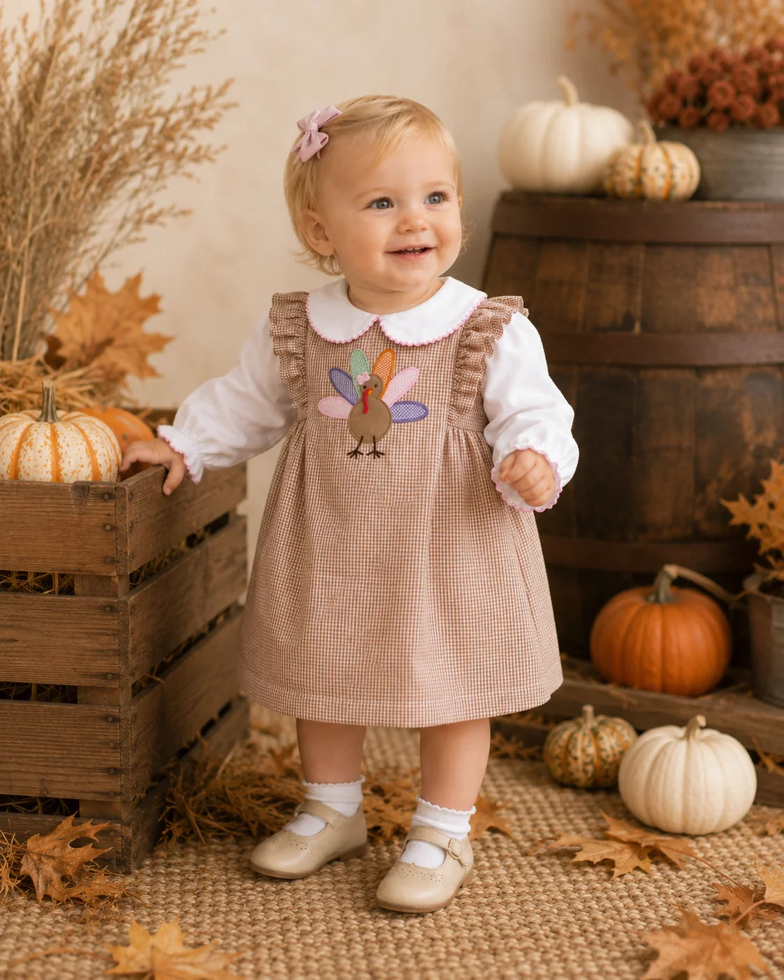 Jumper Dress with Turkey Appliqué