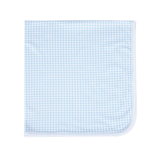 Mini Checks Receiving Blanket - Blue: Blue / O/S
