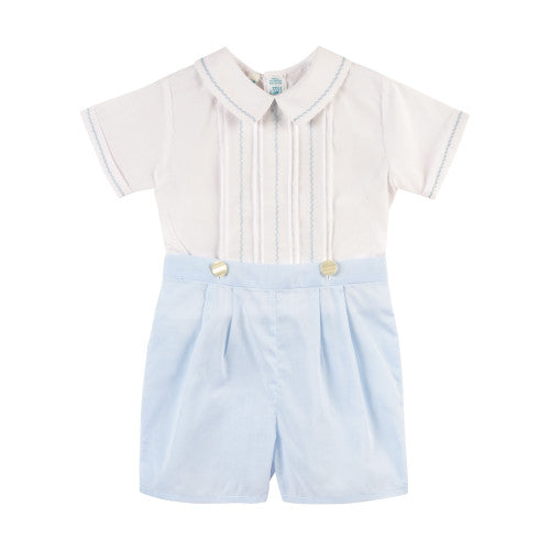 Feather Stitched Bobby Suit- Blue