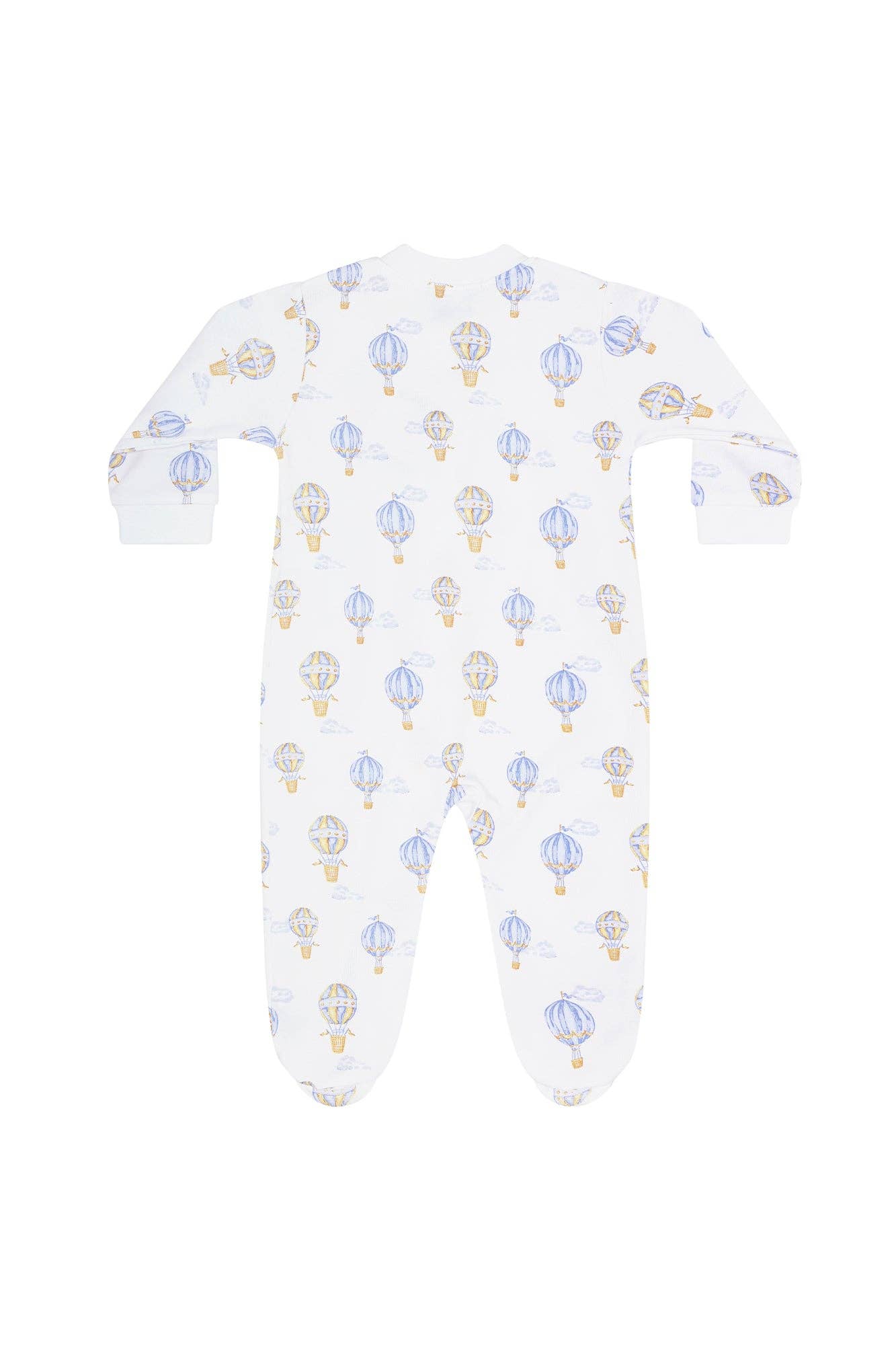 Blue Balloons Print Zipper Footie: Blue