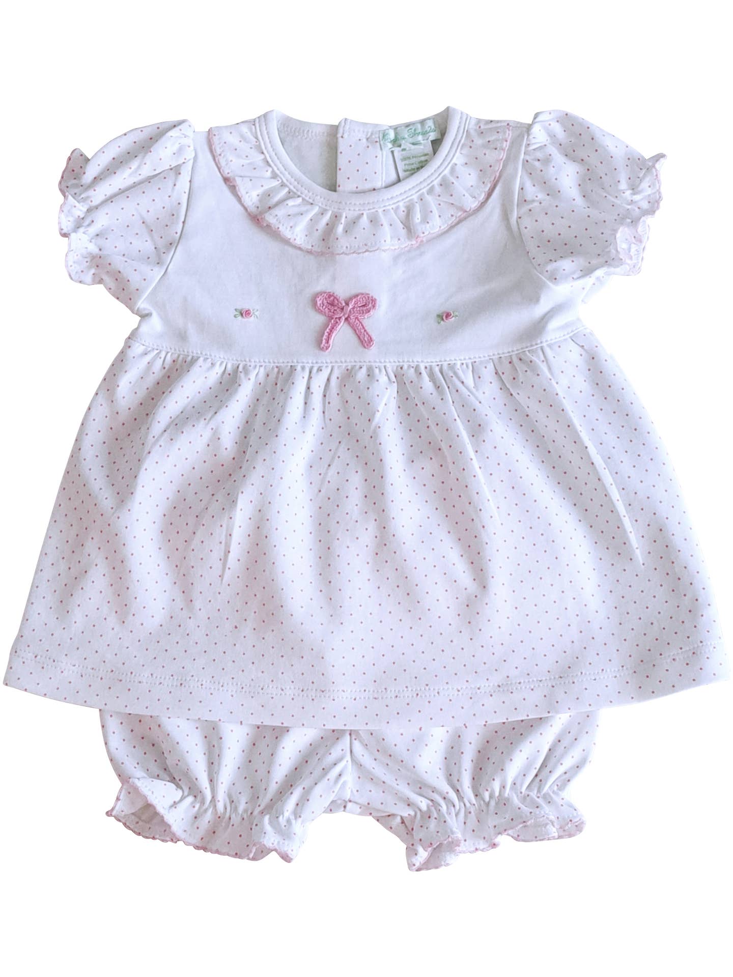 Baby Girl Pima Cotton Bows Dress with Bloomers - 24M
