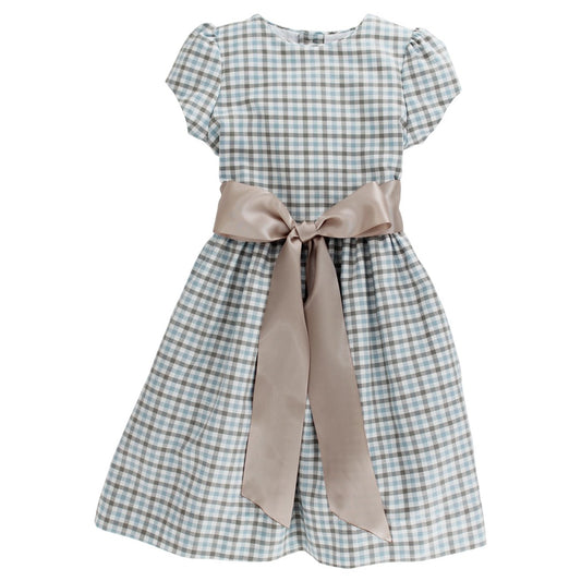 Sash Dress - Pigeon Plaid