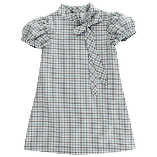Tia Tie Dress - Pigeon Plaid