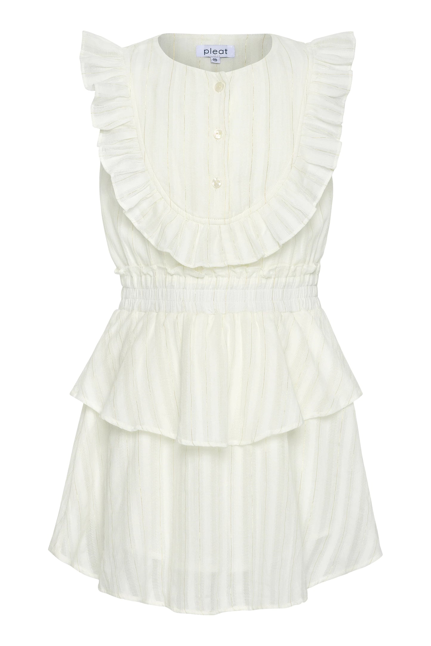 Jane Dress, White and Gold