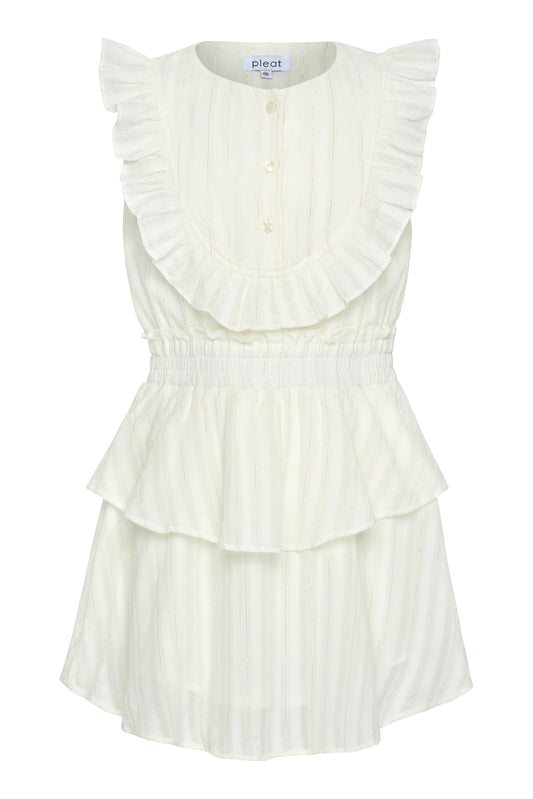 Jane Dress, White and Gold