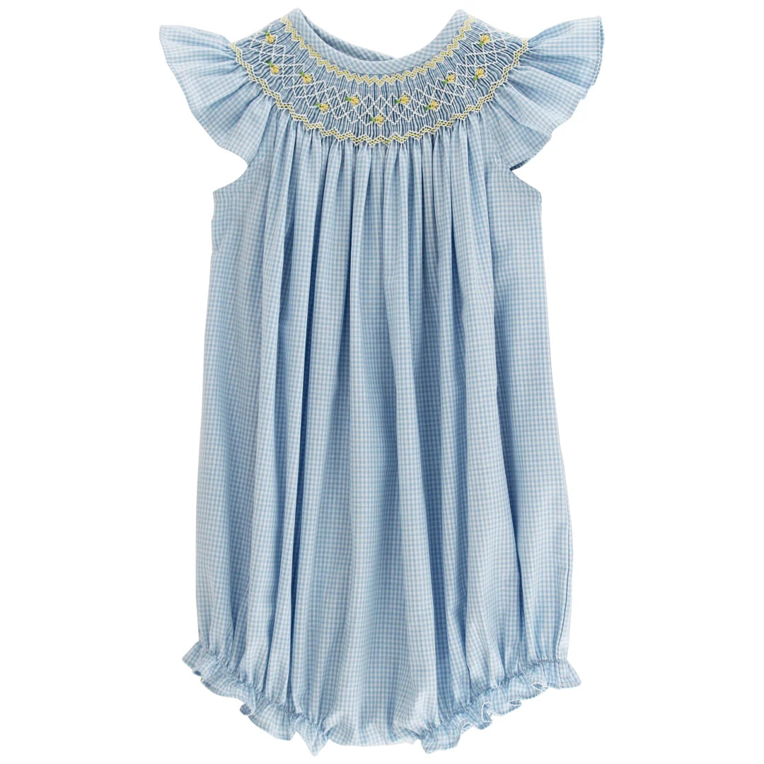 Sunshine Floral Romper - Blue Check