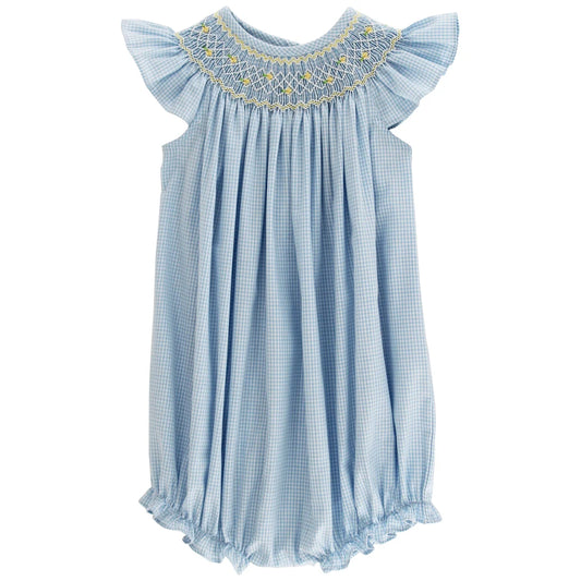 Sunshine Floral Romper - Blue Check