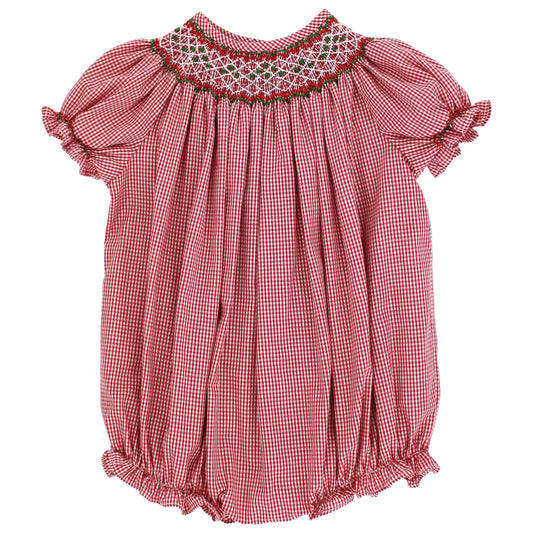 Christmas Check Geometrics, Bishop Romper Red