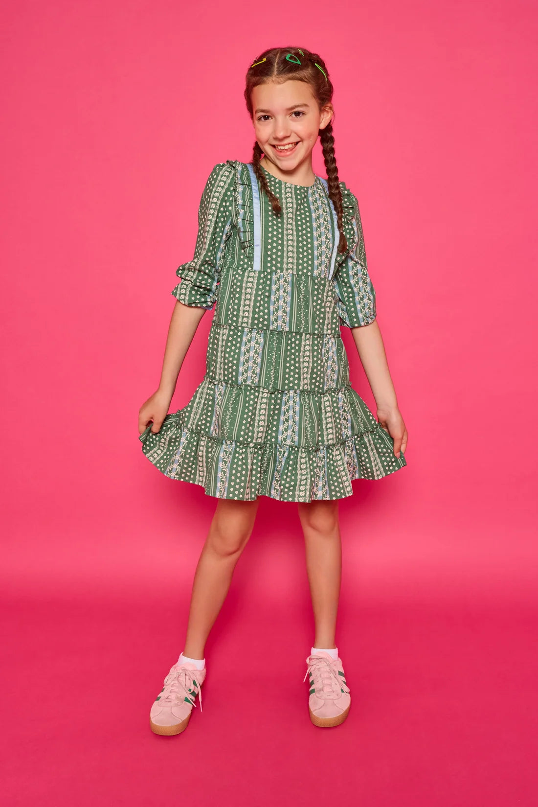 Tiered Porto Dress- Fairfield Forest Strip
