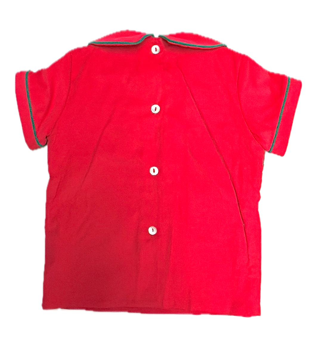 Red Corduroy Boys Short Set Christmas Classic