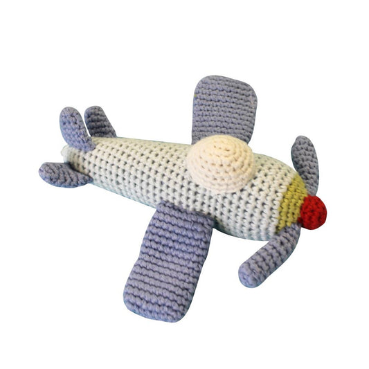 Airplane Hand-Crochet Rattle: 6" Rattle