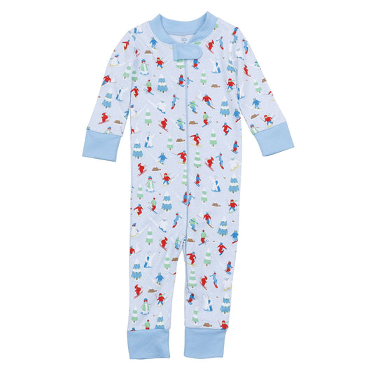 Ski Buddies Zip Pajamas - Light Blue: 12 Months