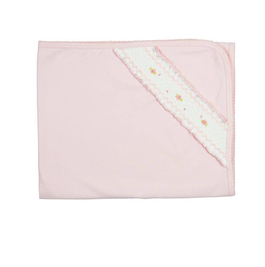 Pima cotton  hand smocked baby girl Blanket