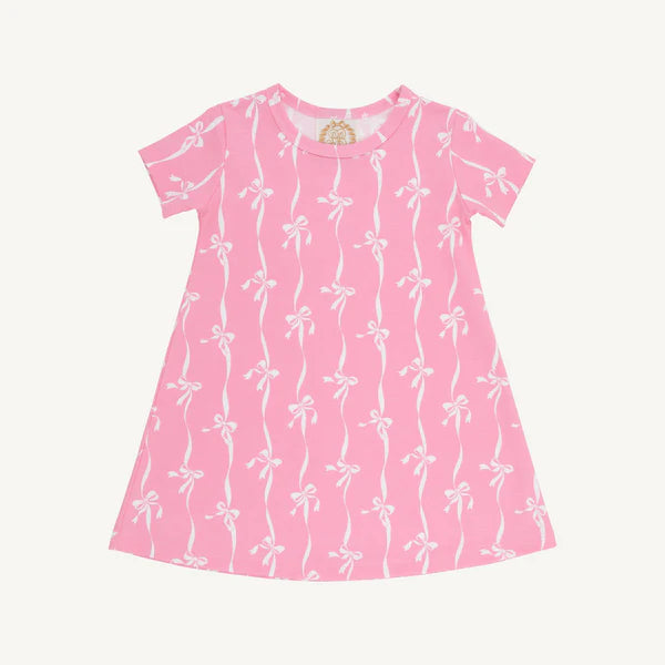 Polly Play Dress-Short Sleeve Bell Court Bows (Hamptons Hot Pink)