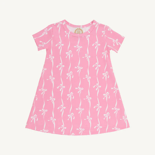 Polly Play Dress-Short Sleeve Bell Court Bows (Hamptons Hot Pink)
