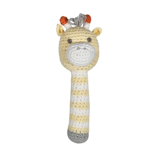 Giraffe Crochet Stick Rattle: 6" Rattle