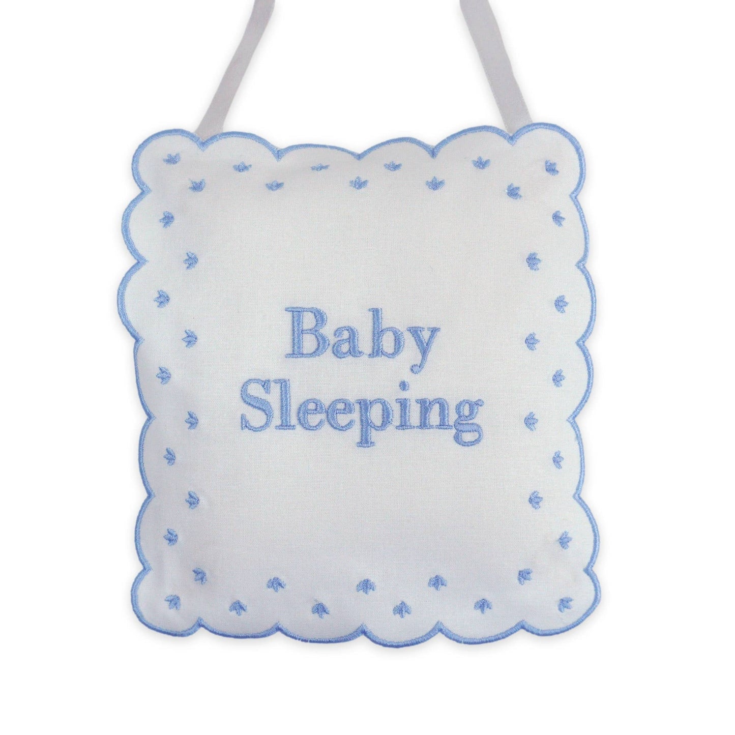 Linen Baby Sleeping Sign Pillow: Blue
