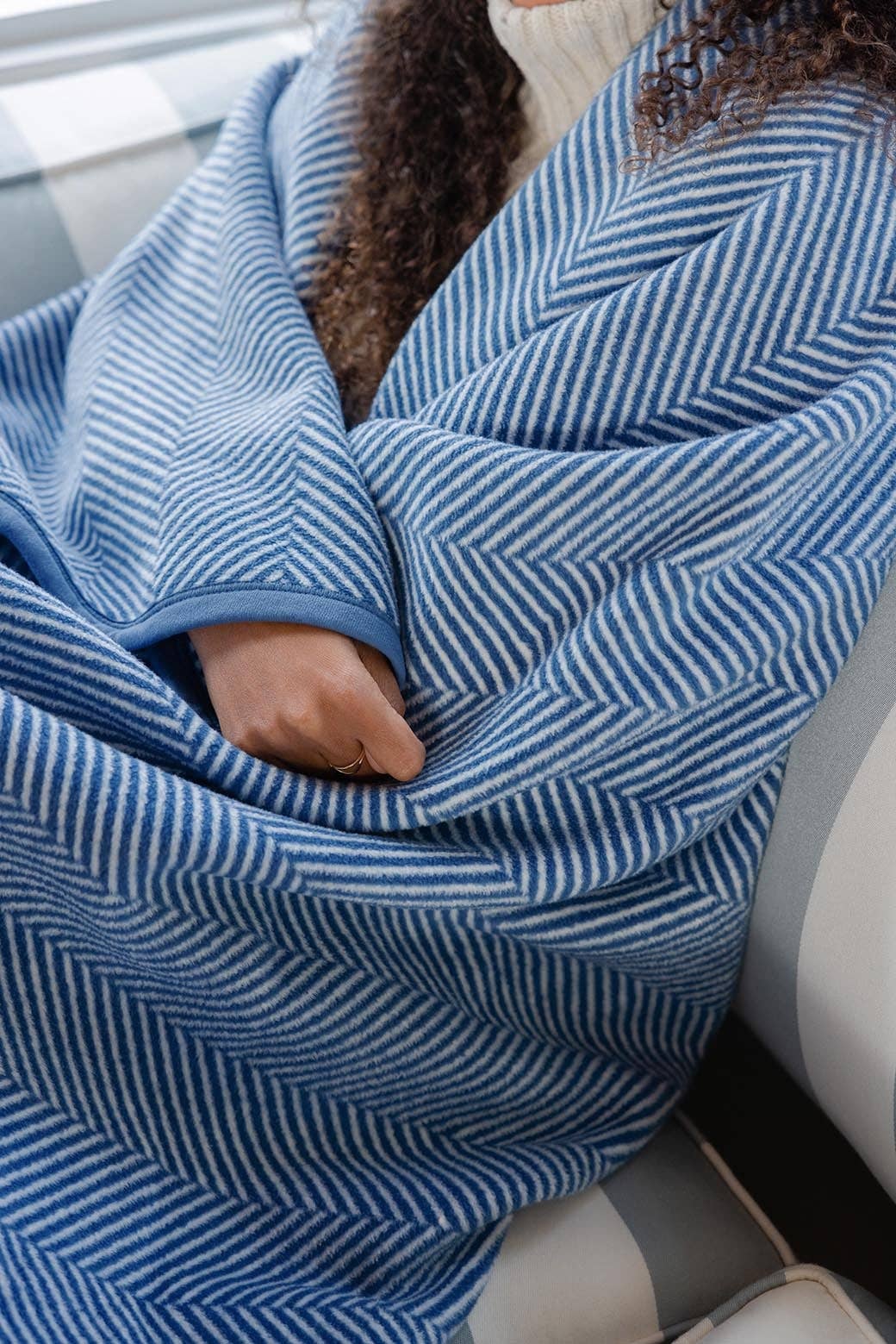 Harborview Herringbone Cornflower Blanket: Original Chappy Wrap