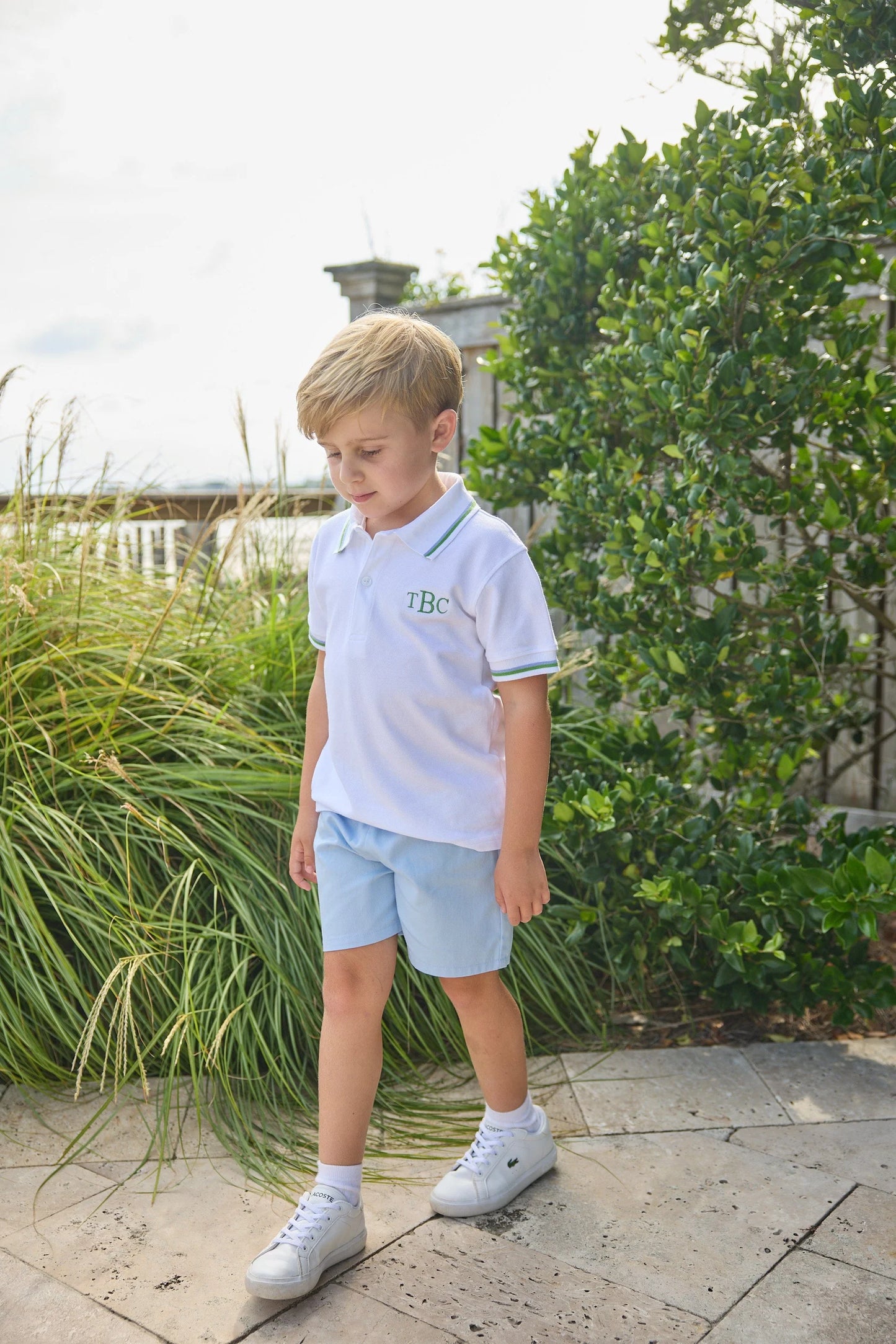 Short Sleeve Tipped Polo-Blue/Green