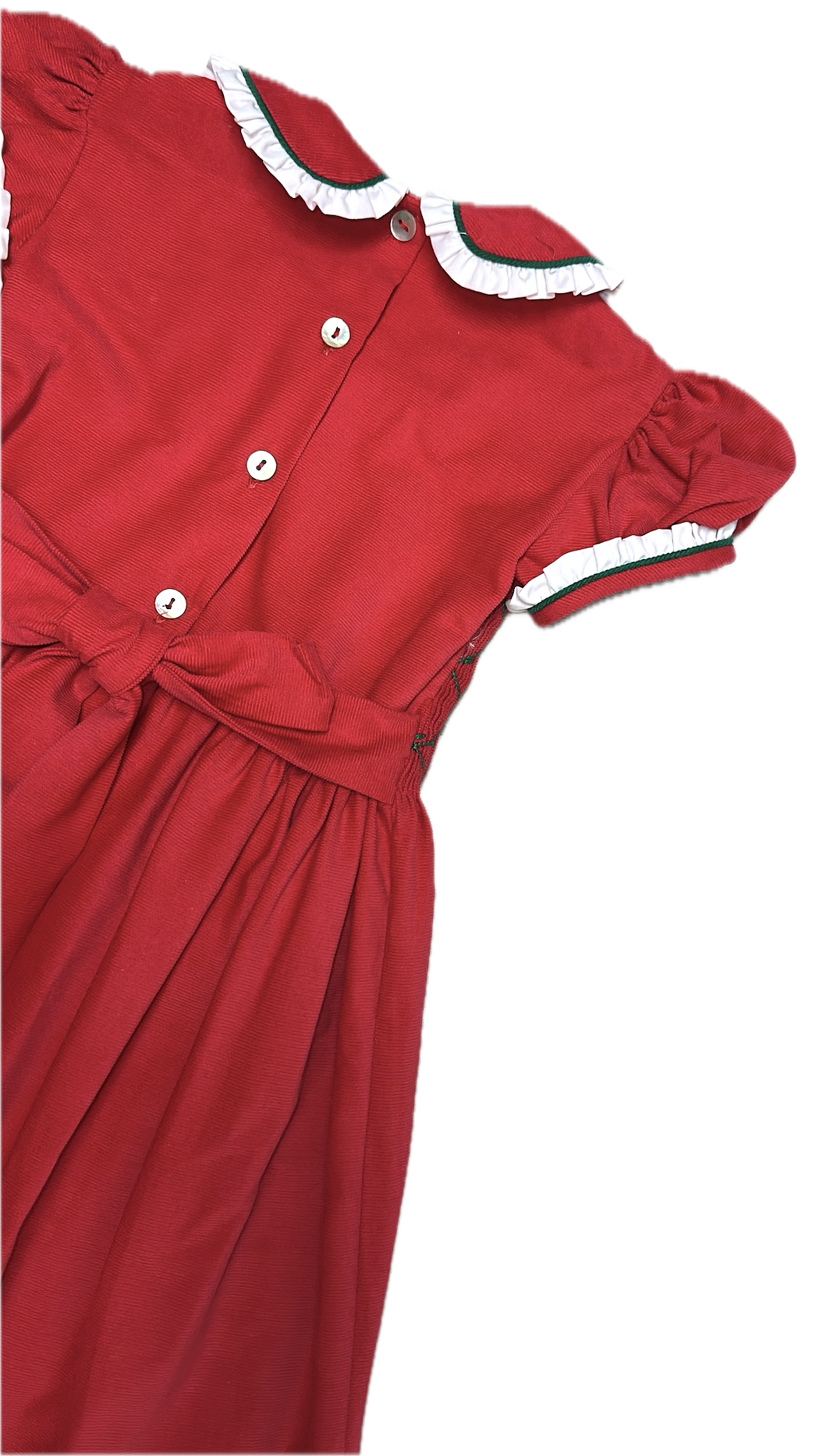 Red Corduroy Smocked Girls Dress Christmas Classic