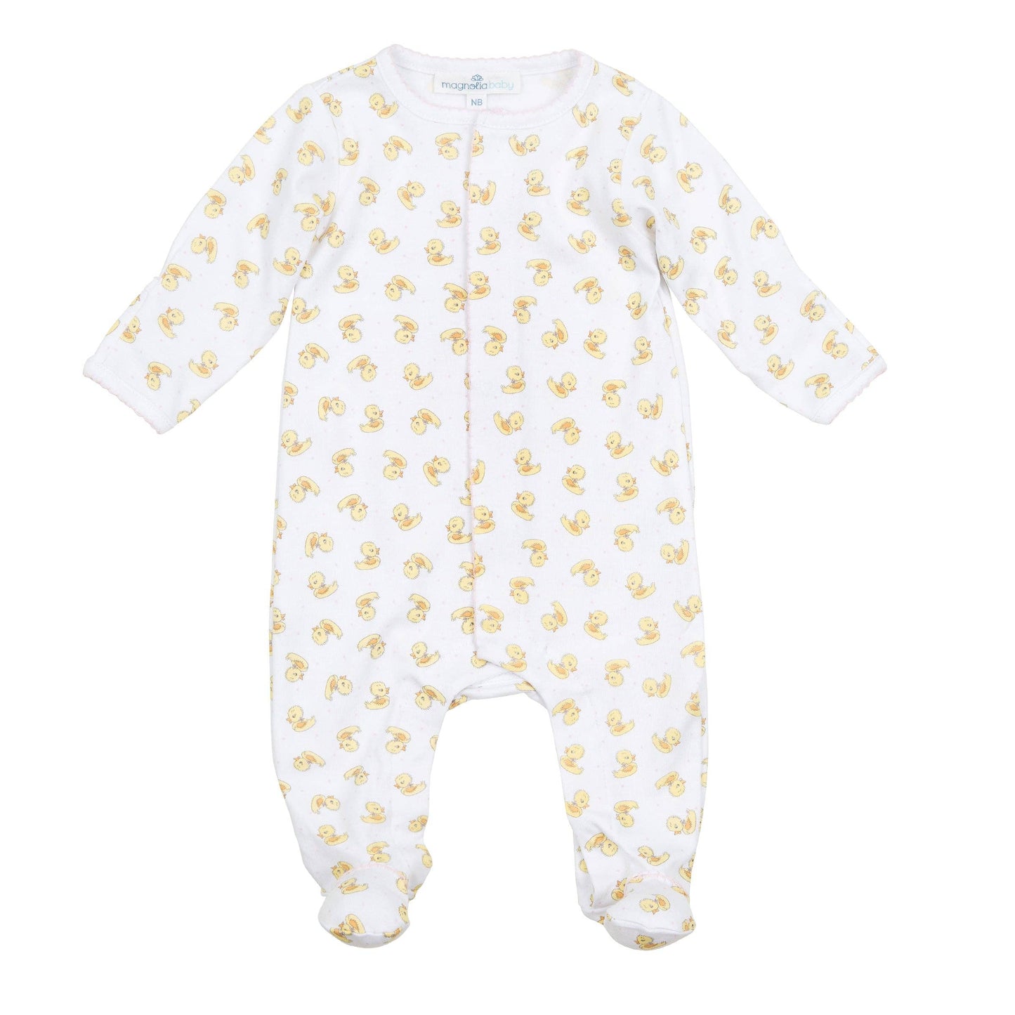 Darling Ducklings Print Footie - Pink: Newborn