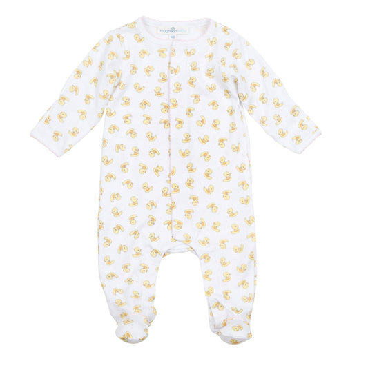 Darling Ducklings Print Footie - Pink: Newborn