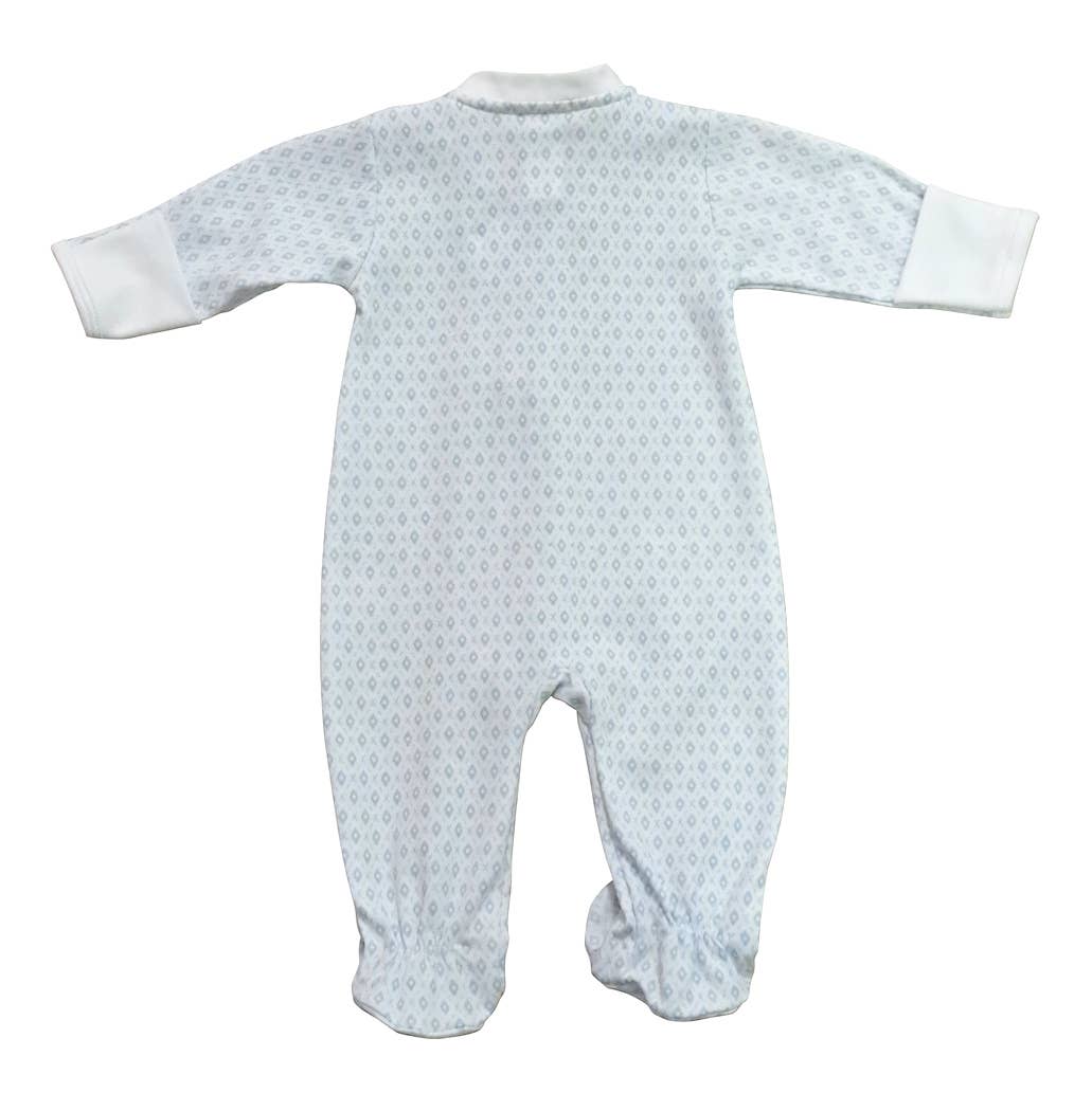 Blue Argyle with dot Baby Pima Cotton Footie