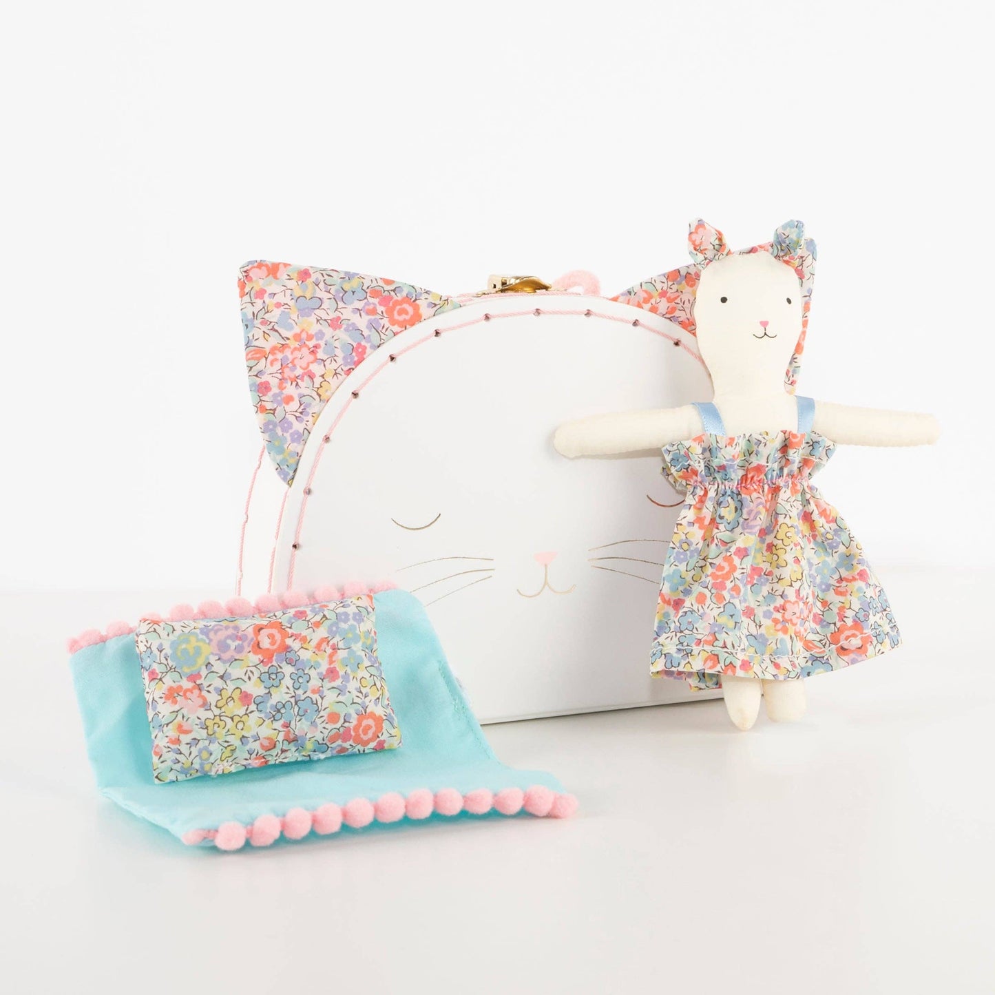 Floral Kitty Mini Suitcase Doll