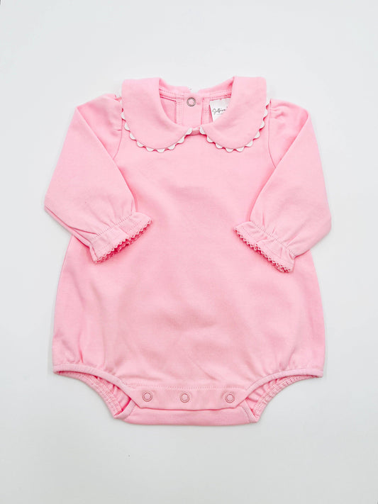 Bubble - Scalloped Collared LS: Pink / 18m