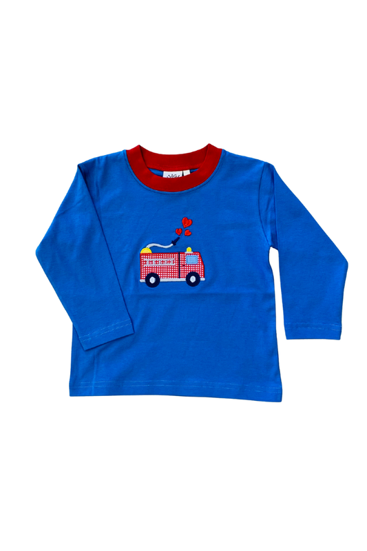 Firetruck and Hearts Long Sleeve Shirt