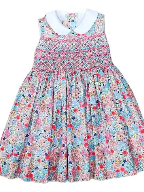 Celine Smocked Dress, Pink Floral