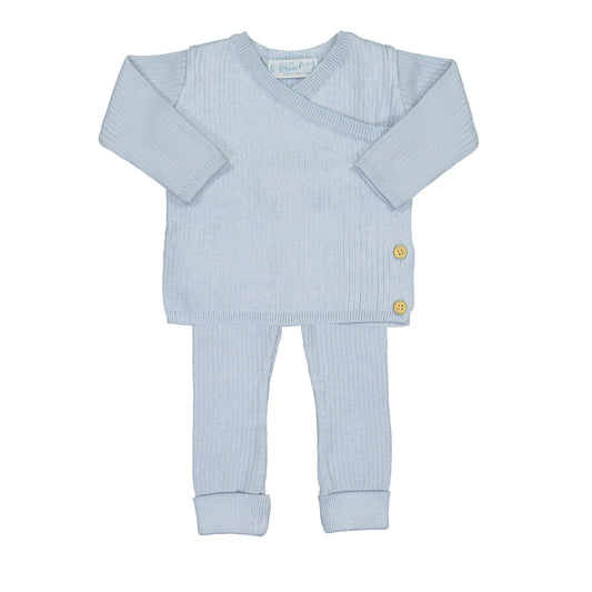 Baby Boys Ribbed Knit Wrap Set: Powder Blue