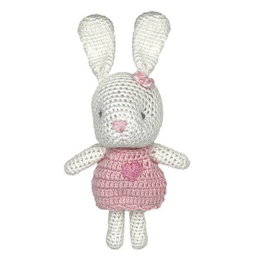 Bunny Bamboo Crochet Rattle - 2 Colors!: Pink / 5" Rattle