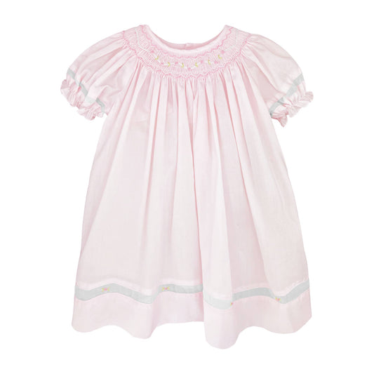 Smocked Daygown with Voile Insert: Pink