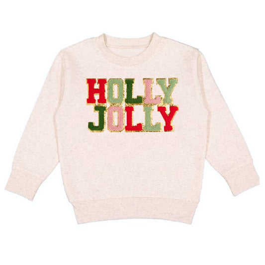Holly Jolly Patch Christmas Sweatshirt - Girls Clothes: 4T