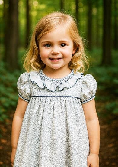 Hand smocked collar float girls dress Christina Collection: 24m