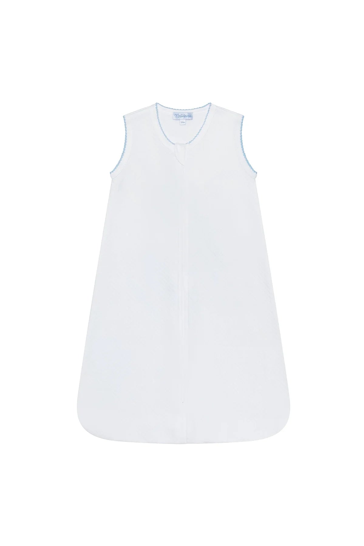 Milano Baby Quilted Sack: Blue Pilcot Trim