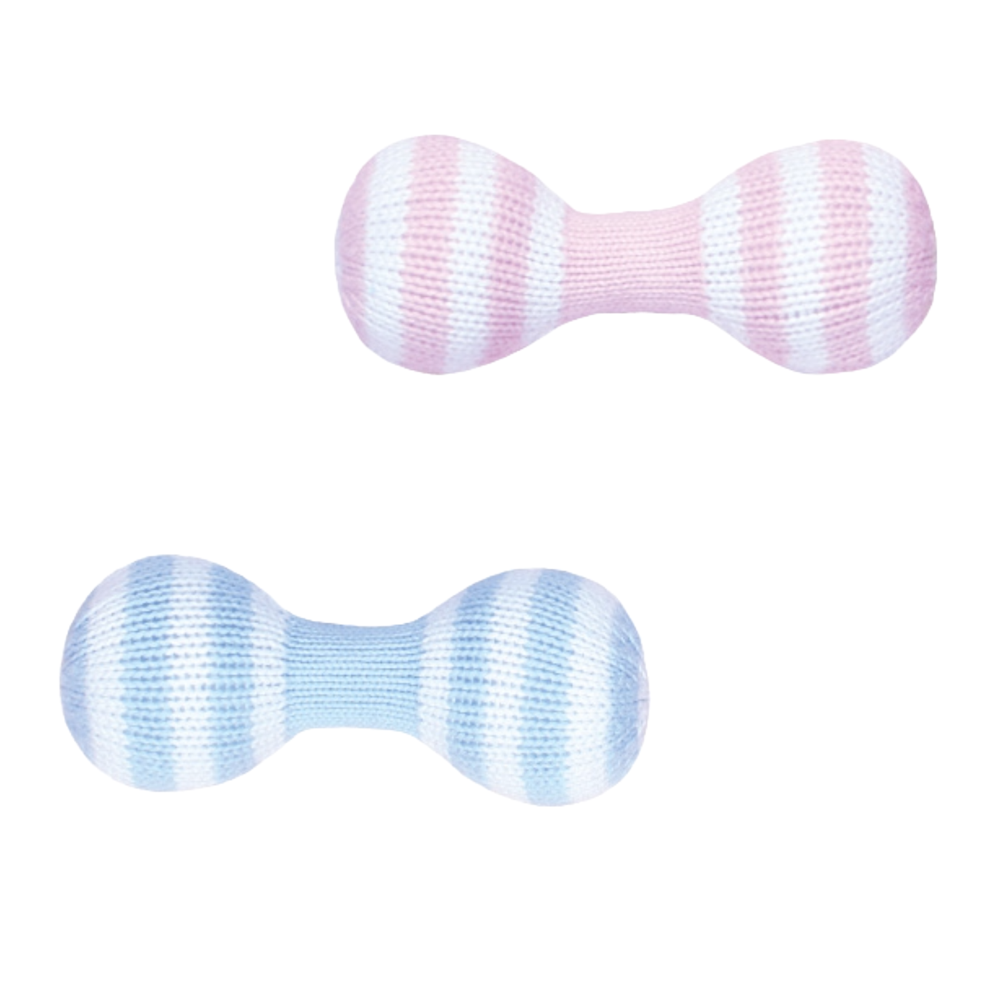 Dumbbell Hand-Knit Rattle - 2 Colors: Blue