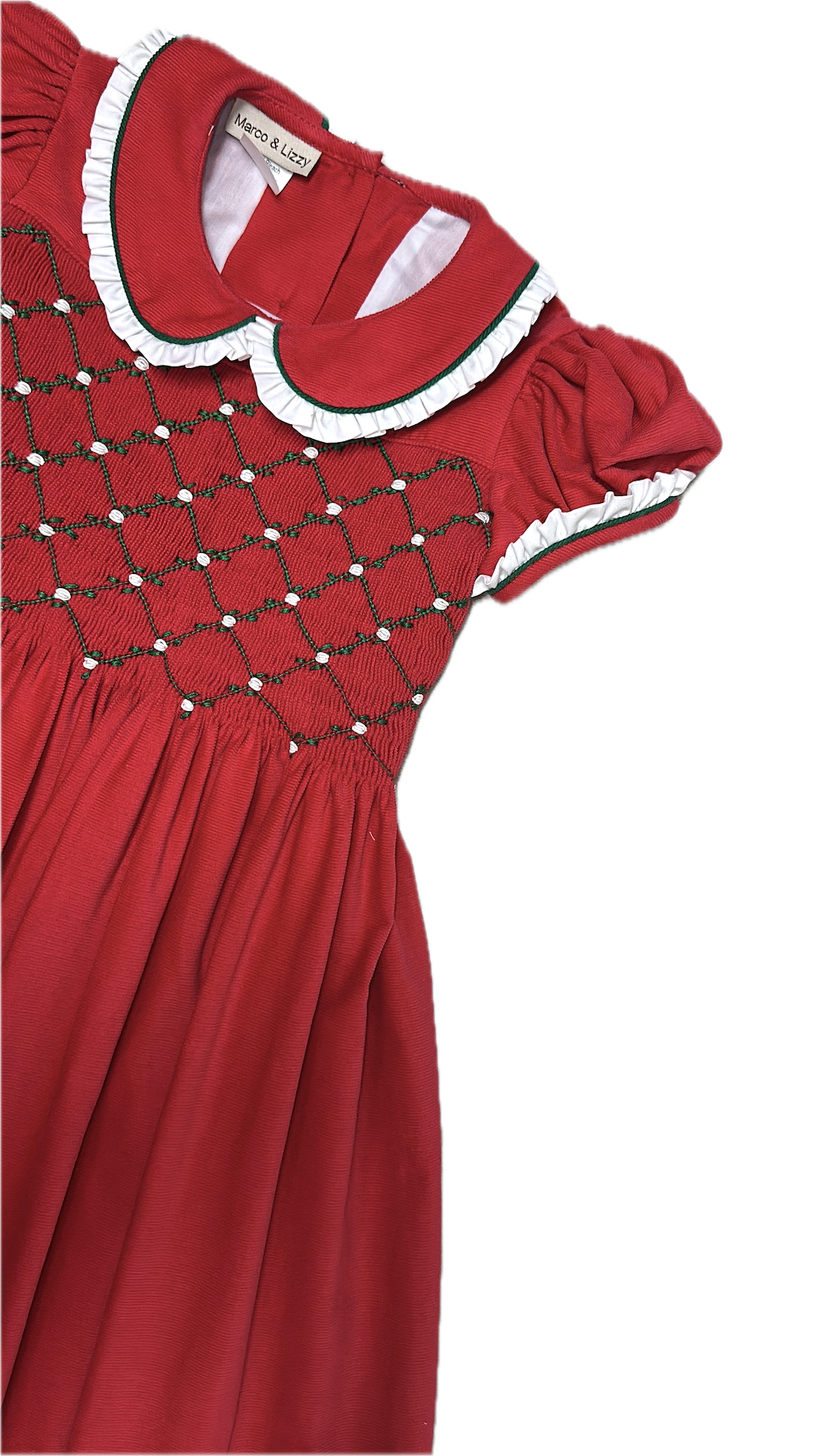 Red Corduroy Smocked Girls Dress Christmas Classic