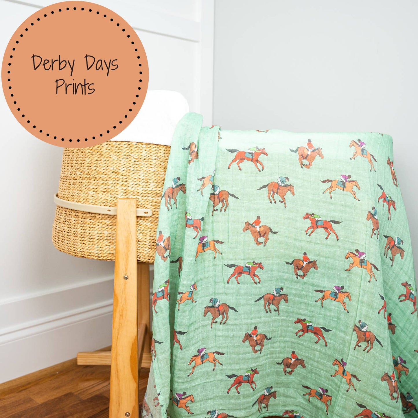 Derby Days Horse Racing Theme Baby Swaddle Blanket