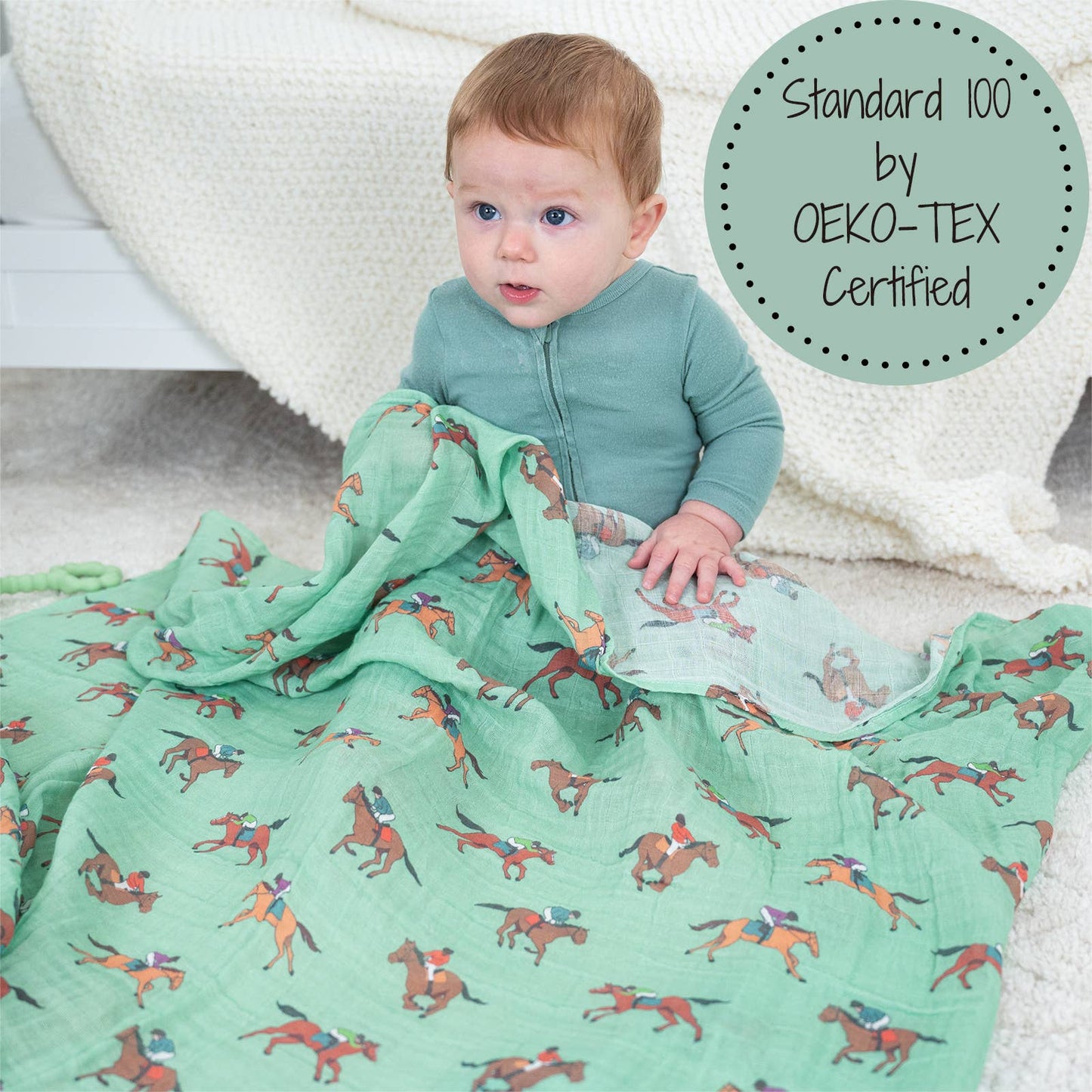 Derby Days Horse Racing Theme Baby Swaddle Blanket