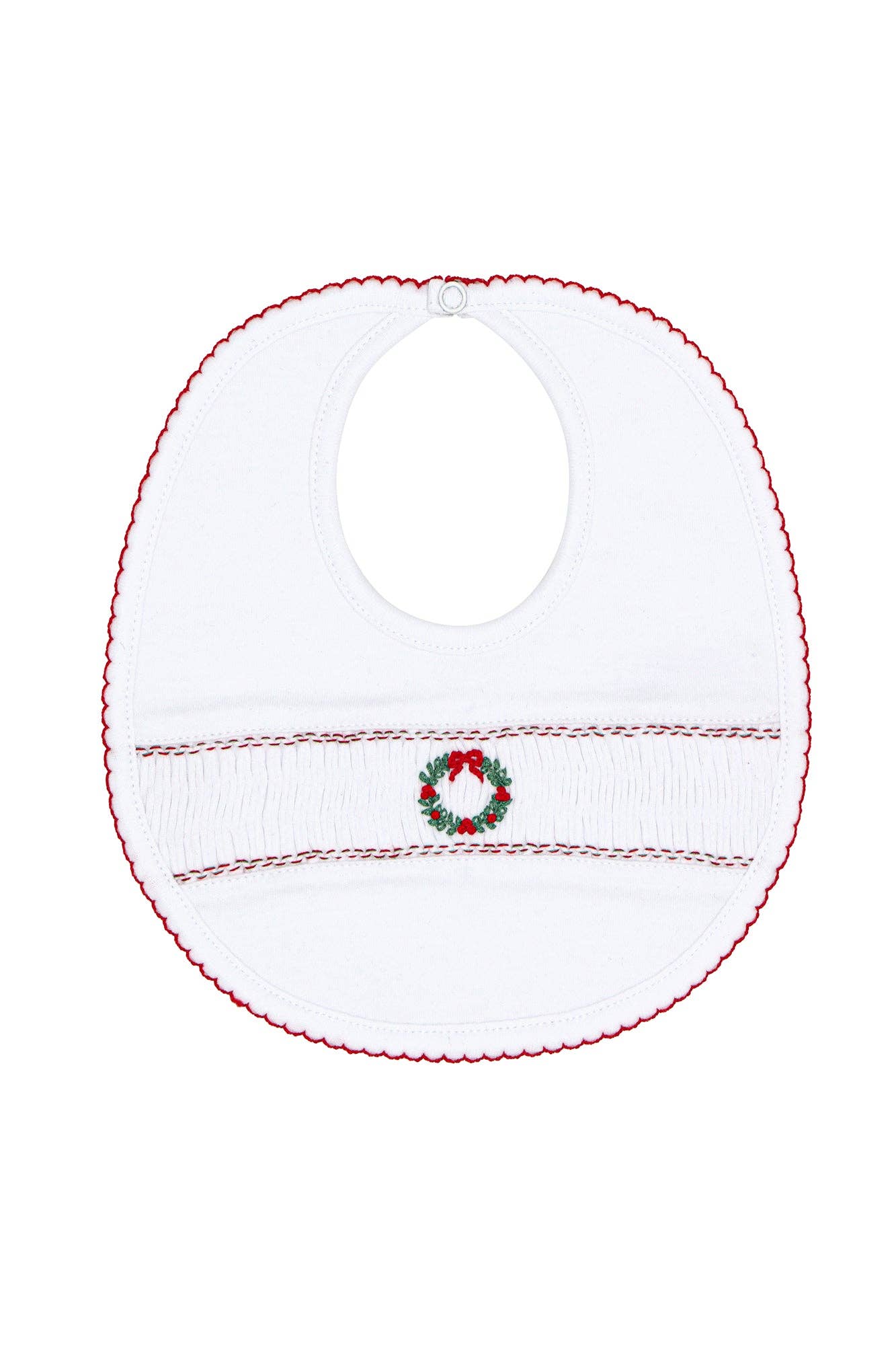 Christmas Wreath Smocked Bib: One Size / Multicolor