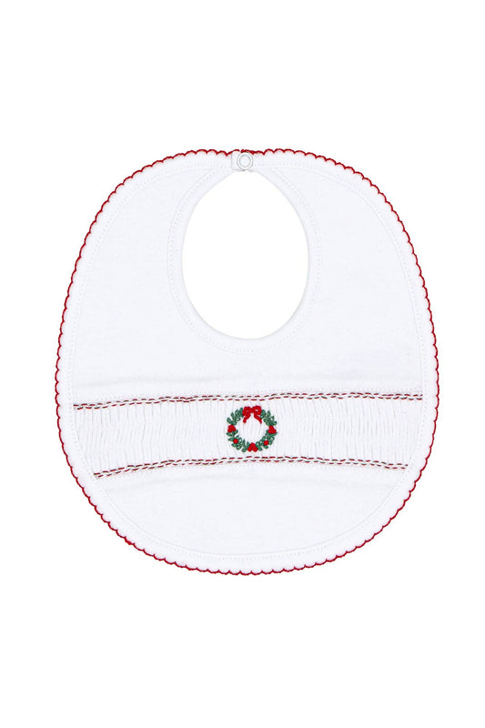 Christmas Wreath Smocked Bib: One Size / Multicolor