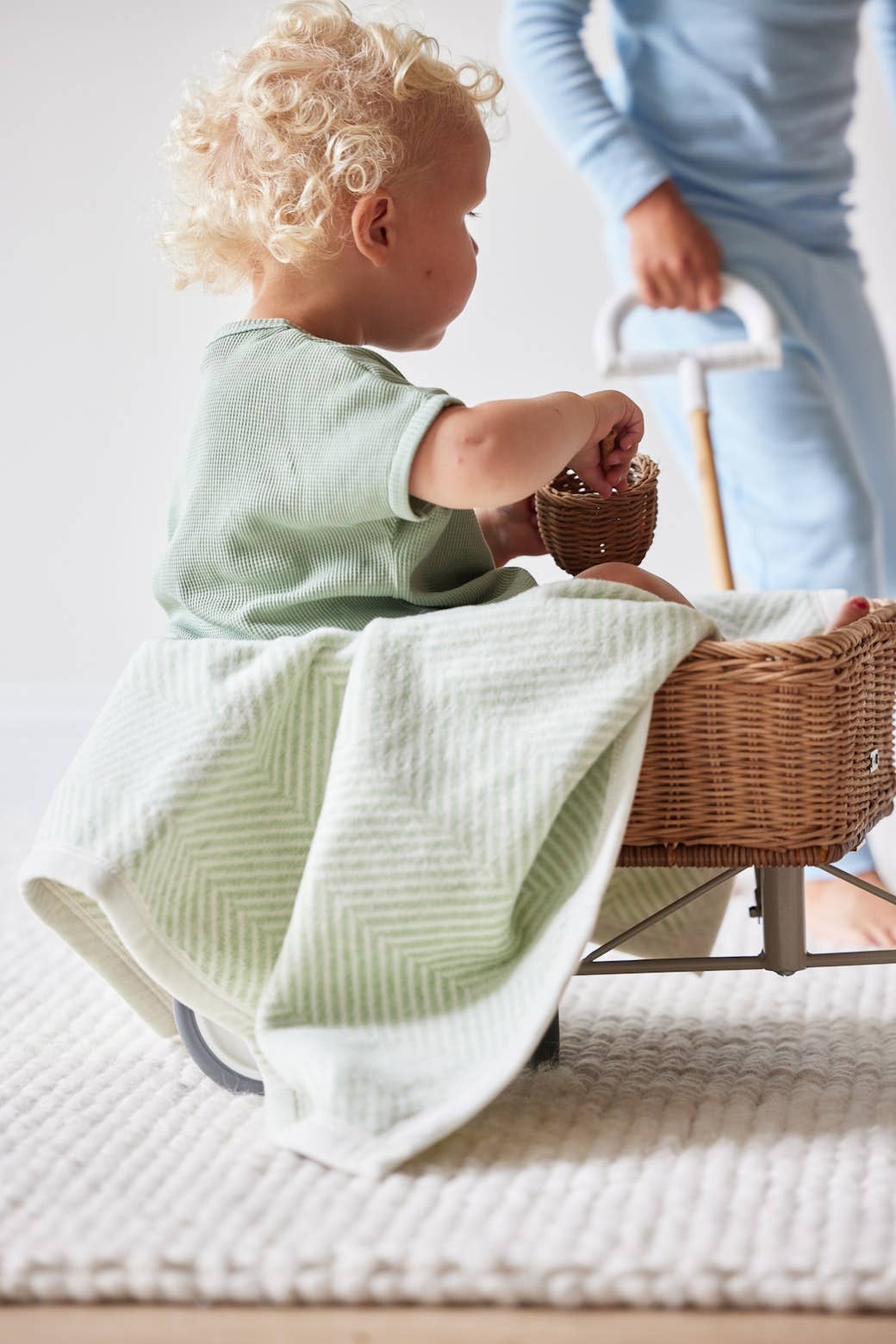 Harborview Herringbone Sprout Green Mini Blanket: Mini