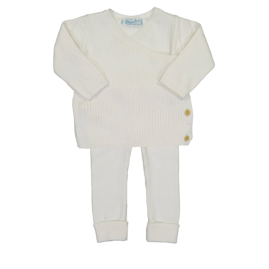 Baby Ribbed Knit Wrap Set: Ivory