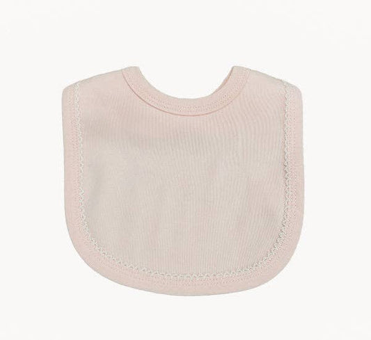 Bib - Picot Trim: Pink - Terry cloth backing