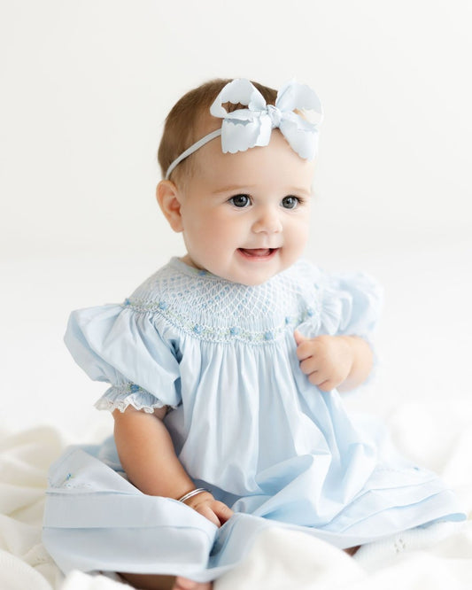Rosette Bishop Dress- Blue