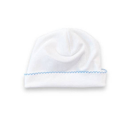 Hat - Picot Trim: White w/ Blue trim