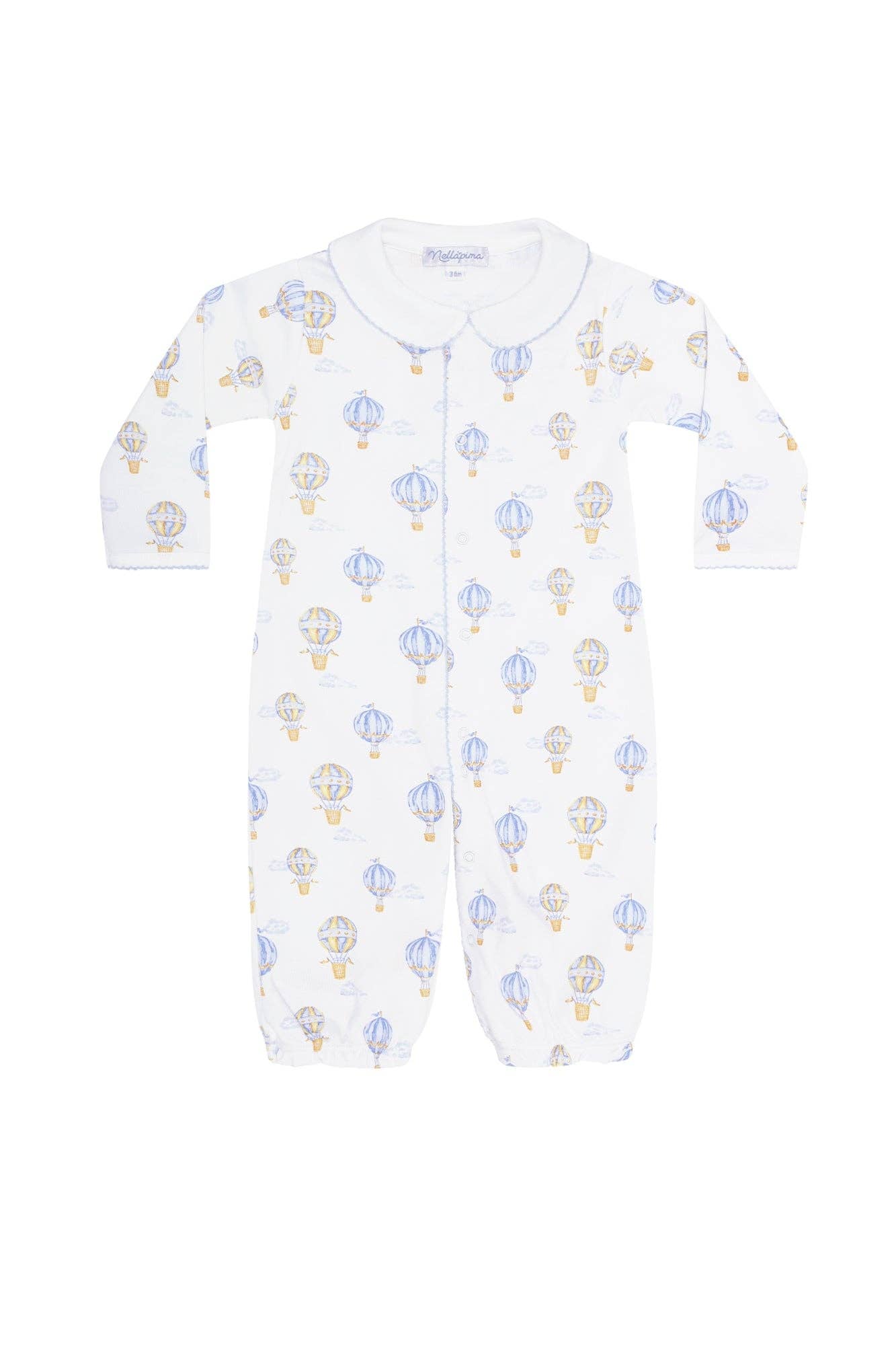 Blue Balloons Print Converter Gown: Blue